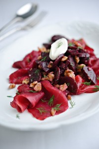 Xanthe Clay’s Beetroot-Stained Smoked Salmon with Beetroot and Walnuts