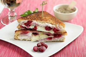 Pan-fried Turkey, Brie and Cranberry Sandwich