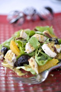 Turkey and Orange Prune Salad with Toasted Pecan Nuts 