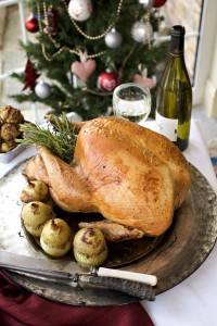 Roasted Turkey with Fig, Apple and Shallot Stuffing with Fresh Sage