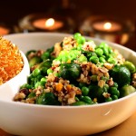 Peas and Brussels Sprouts with Hazelnut and Orange Glaze